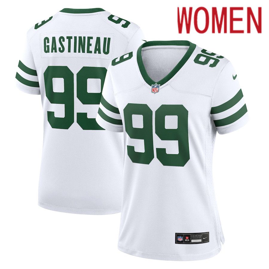 Women New York Jets #99 Mark Gastineau Nike White Legacy Retired Player Game NFL Jersey->->Women Jersey